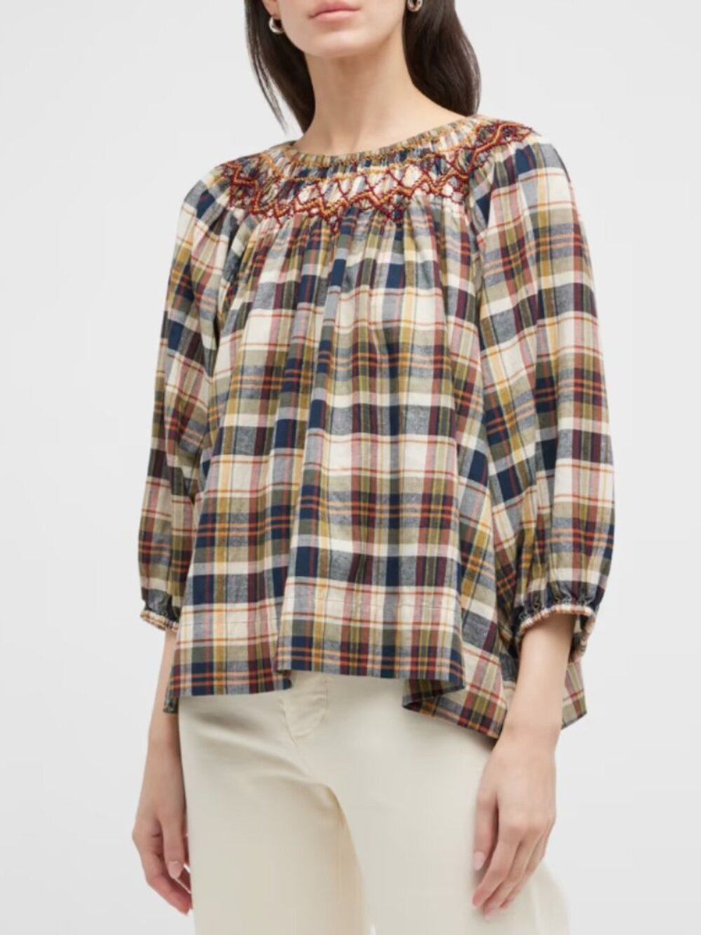 The Great The Sea Glass Top in Country Plaid Cottagecore Prairie Flowy Sz XS